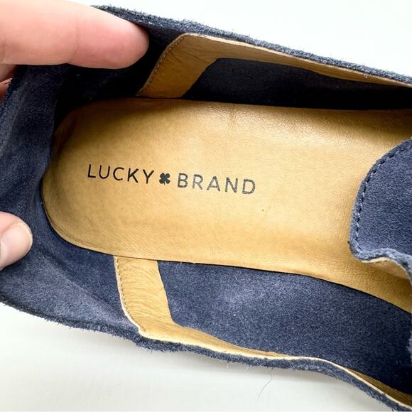 Lucky Brand Chennie Suede Leather Slip On Classic Loafers In Navy Size 10 Office - Picture 10 of 12